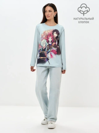 Лонгслив женский. Хлопок / Манхва, Облачный цветок