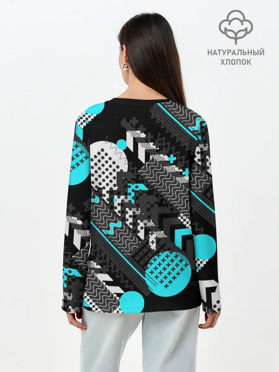 Лонгслив женский. Хлопок / Геометрическая форма