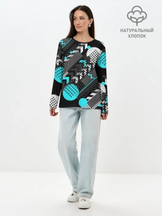 Лонгслив женский. Хлопок / Геометрическая форма