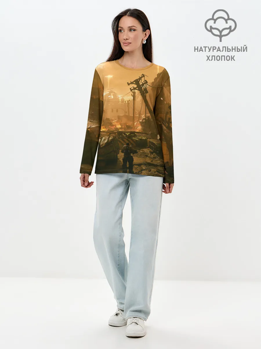 Лонгслив женский. Хлопок / GEARS OF WAR | ШЕСТЕРЕНКИ