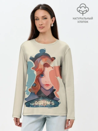 Лонгслив женский. Хлопок / Королева шахматной доски
