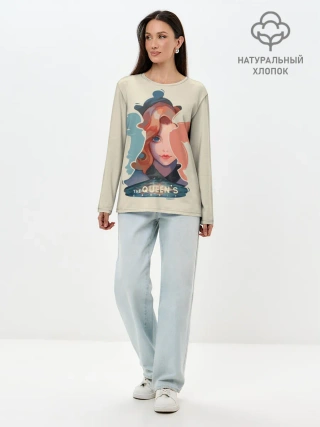 Лонгслив женский. Хлопок / Королева шахматной доски