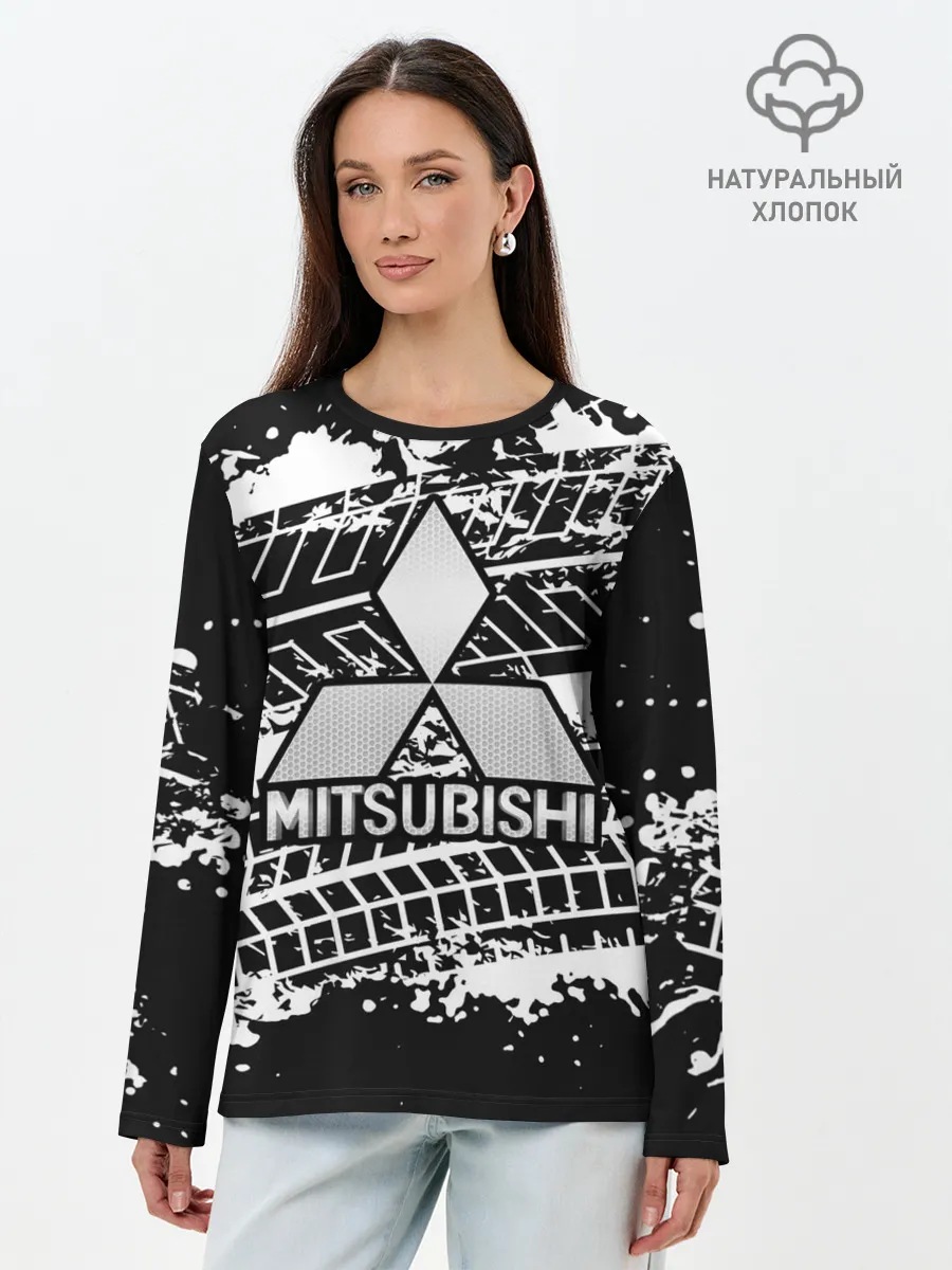 Лонгслив женский. Хлопок / MITSUBISHI СЛЕДЫ ШИН