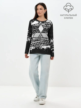 Лонгслив женский. Хлопок / MITSUBISHI СЛЕДЫ ШИН