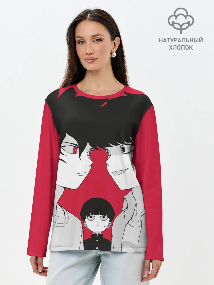 Лонгслив женский. Хлопок / Mob psycho 100 | Моб Психо 100