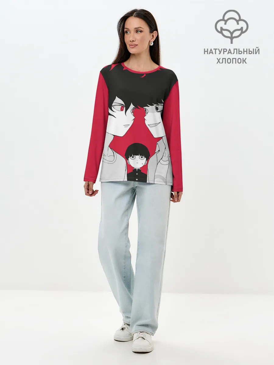Лонгслив женский. Хлопок / Mob psycho 100 | Моб Психо 100
