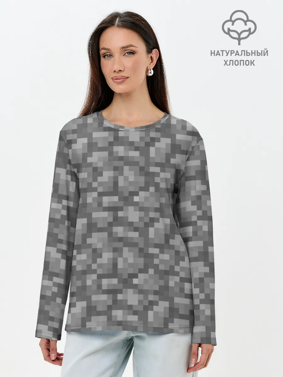 Лонгслив женский. Хлопок / Булыжник
