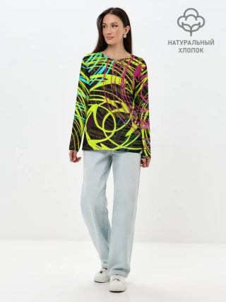Лонгслив женский. Хлопок / Разноцветные спирали