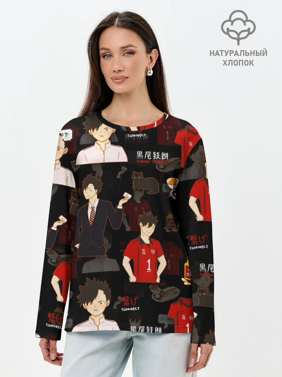 Лонгслив женский. Хлопок / КУРОО ТЕЦУРО / TETSURO