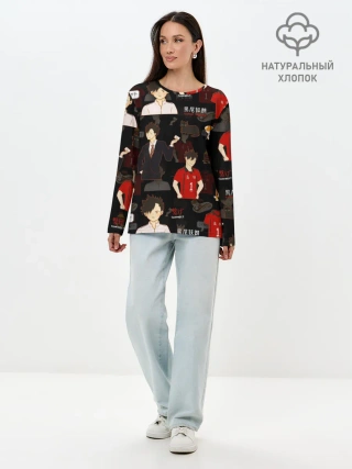 Лонгслив женский. Хлопок / КУРОО ТЕЦУРО / TETSURO