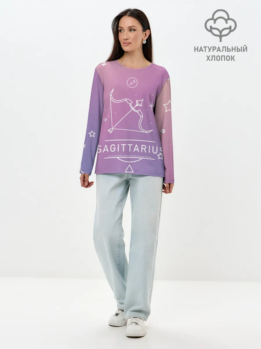 Лонгслив женский. Хлопок / Знак Стрелец