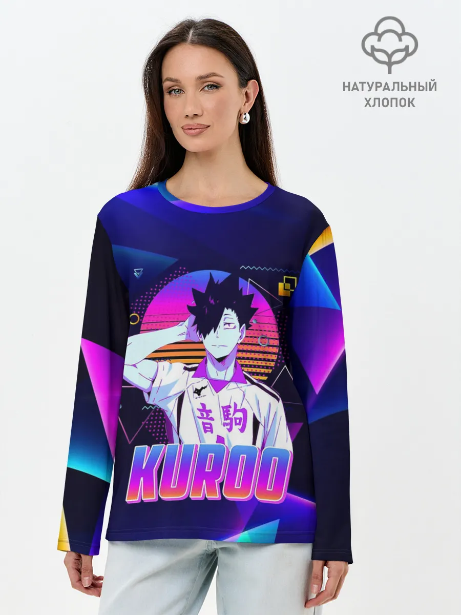 Лонгслив женский. Хлопок / КУРОО ТЕЦУРО / TETSURO / NEON