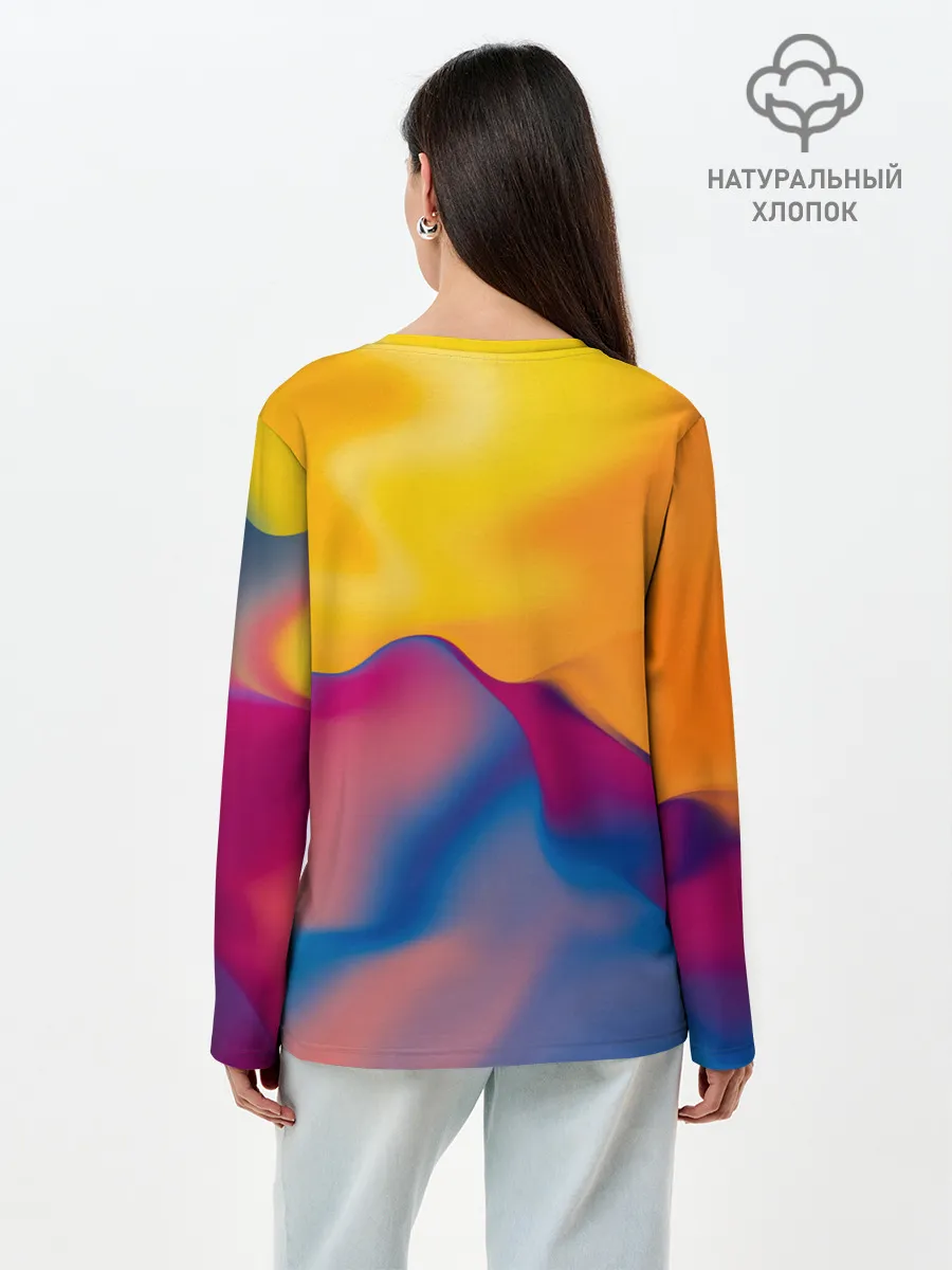 Лонгслив женский. Хлопок / Собака с молнией