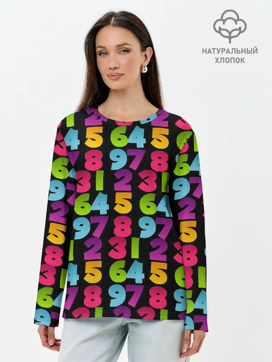 Лонгслив женский. Хлопок / цифры