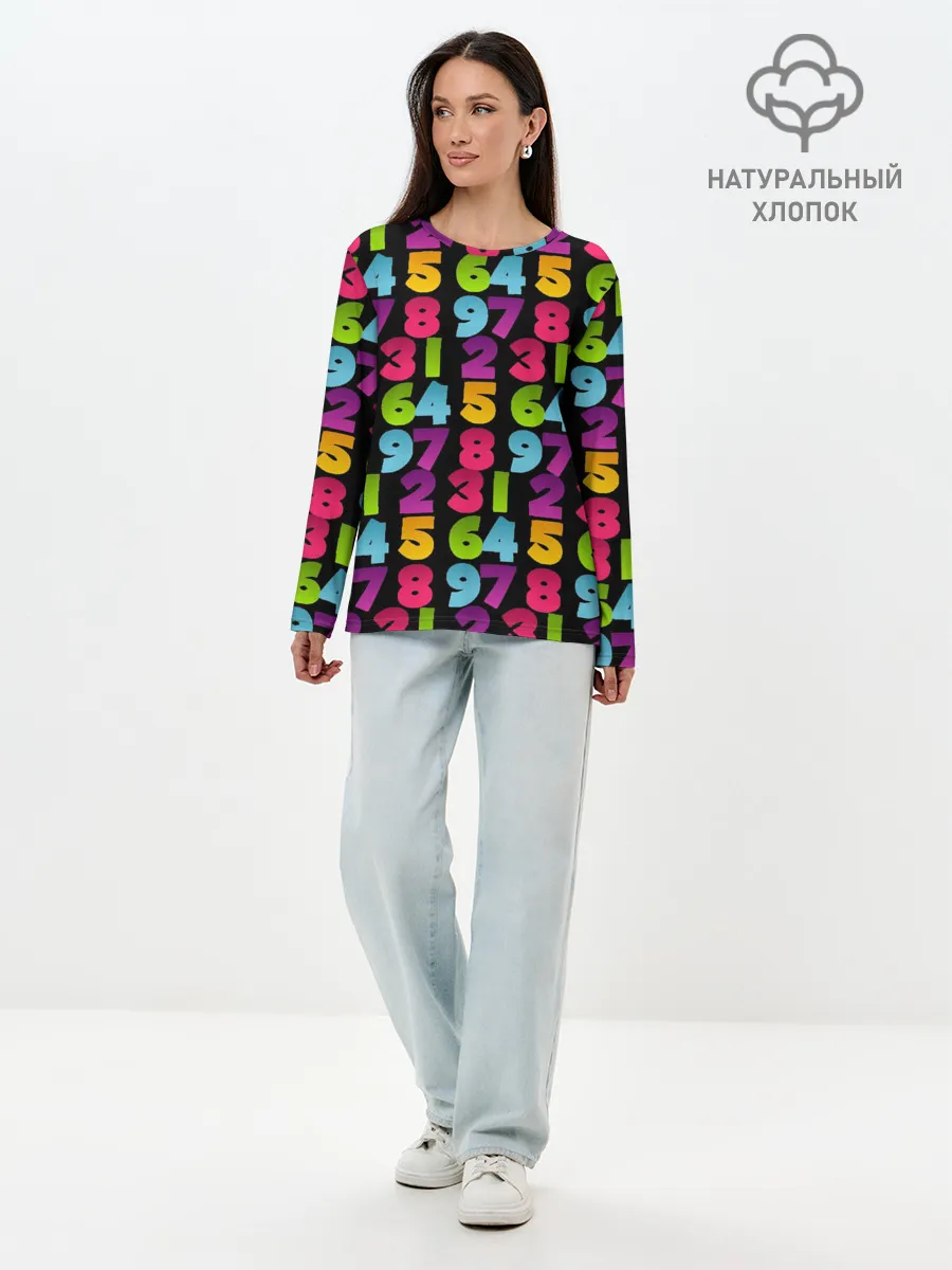 Лонгслив женский. Хлопок / цифры