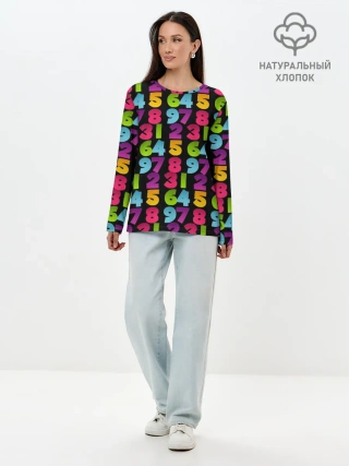 Лонгслив женский. Хлопок / цифры
