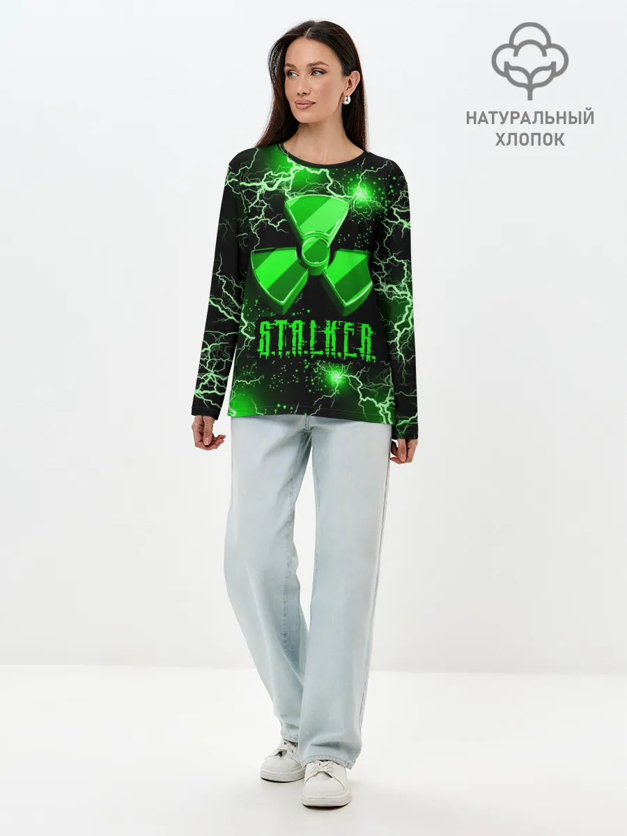 Лонгслив женский. Хлопок / S.T.A.L.K.E.R. NEON МОЛНИЯ