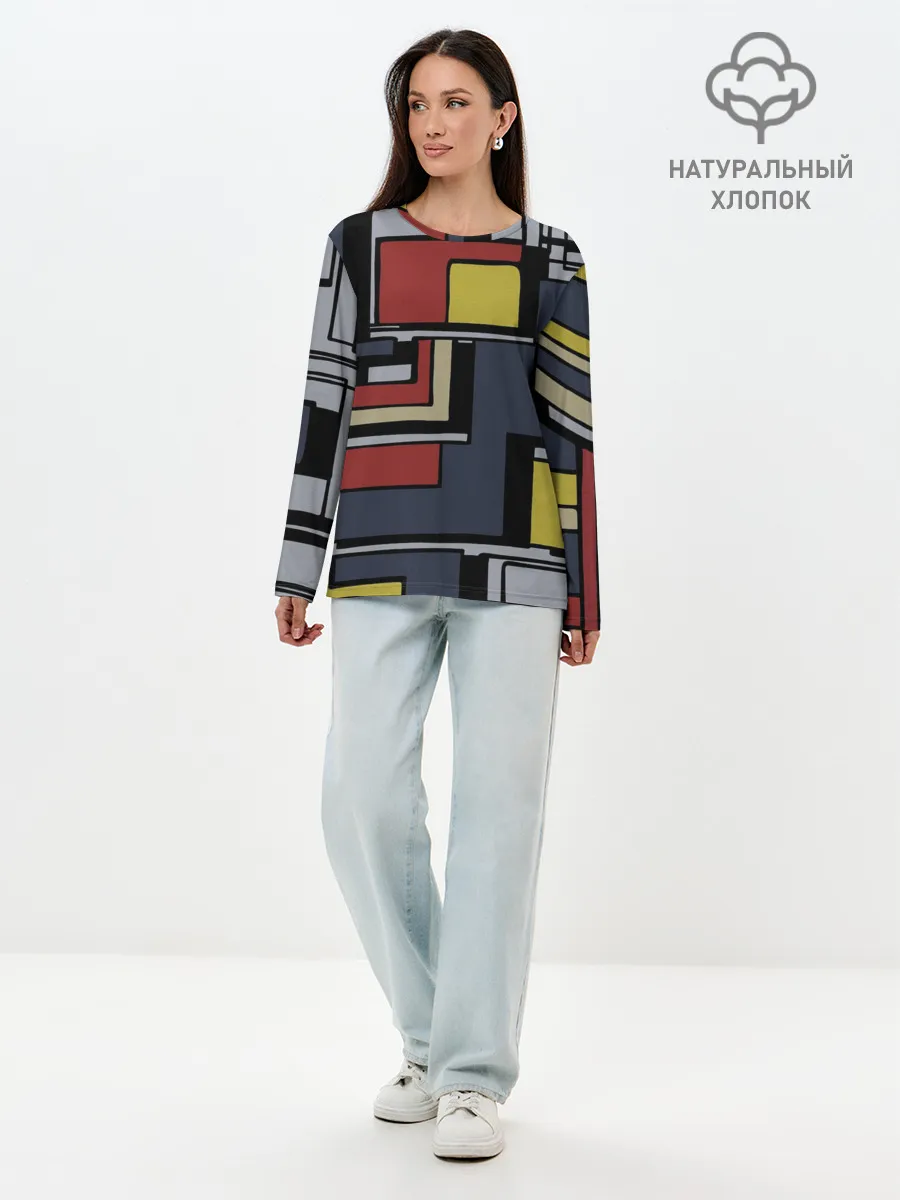 Лонгслив женский. Хлопок / Геометрия