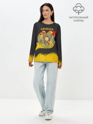 Лонгслив женский. Хлопок / Yellow and Black Armenia