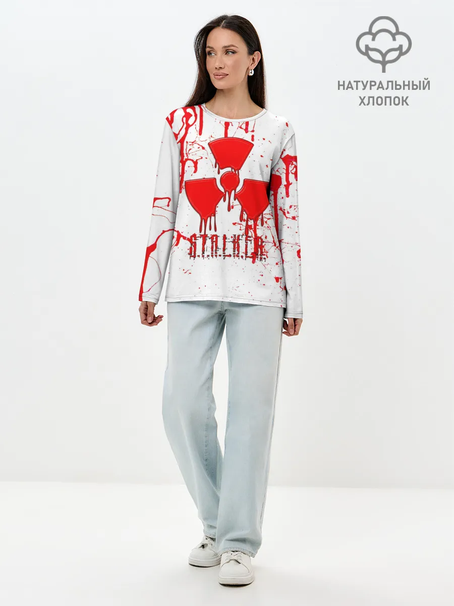 Лонгслив женский. Хлопок / S.T.A.L.K.E.R. БРЫЗГИ КРОВИ