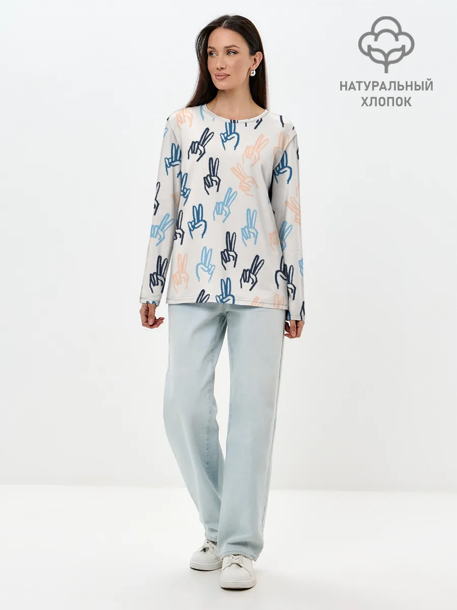 Лонгслив женский. Хлопок / Знаки победы