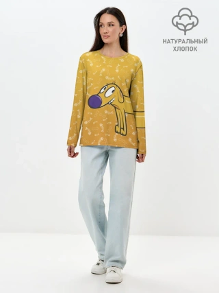 Лонгслив женский. Хлопок / КОТОПЕС | Пес спереди
