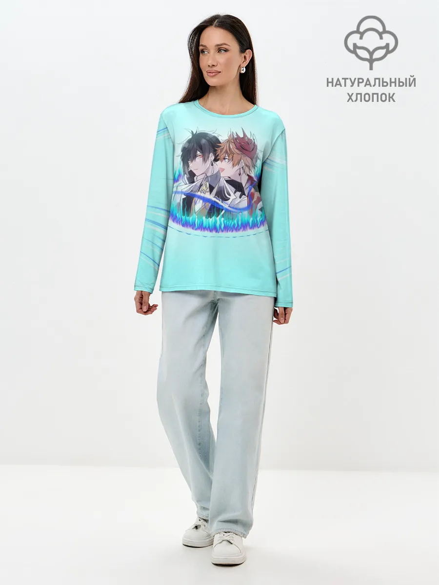 Лонгслив женский. Хлопок / ГЕНШИН ИМПАКТ ТАРТАЛЬЯ ЧИЛИ