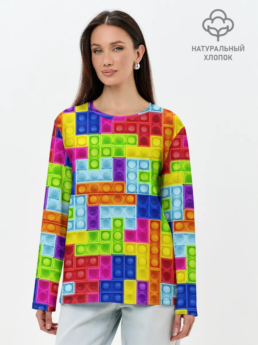Лонгслив женский. Хлопок / POP IT | ПОП ИТ ПАЗЛ