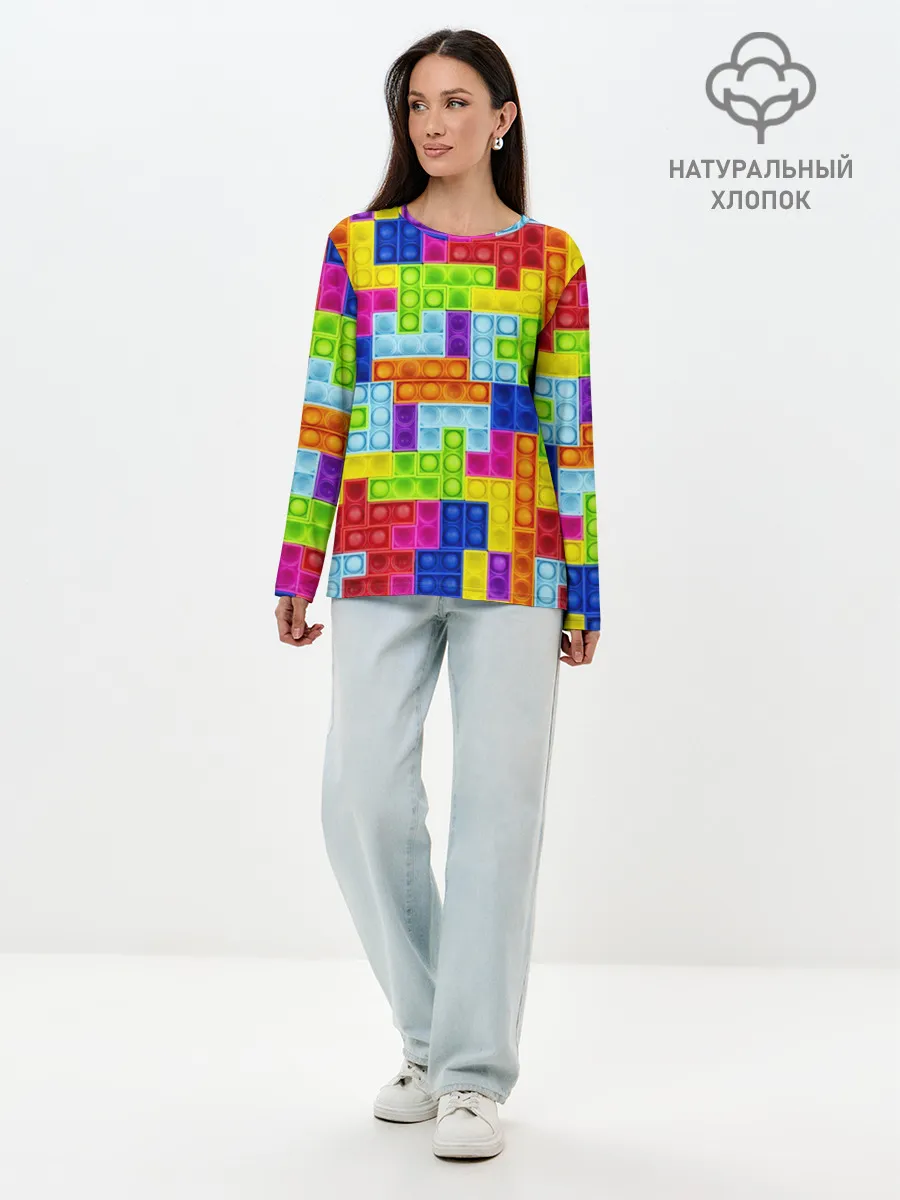 Лонгслив женский. Хлопок / POP IT | ПОП ИТ ПАЗЛ