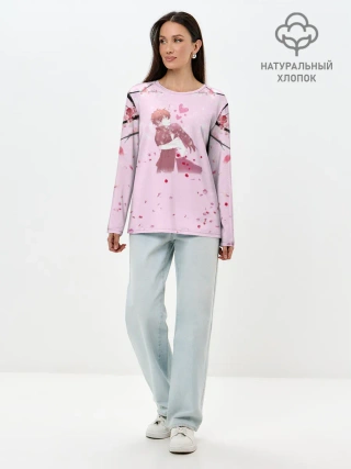 Лонгслив женский. Хлопок / Аниме Объятия Любовь Пара