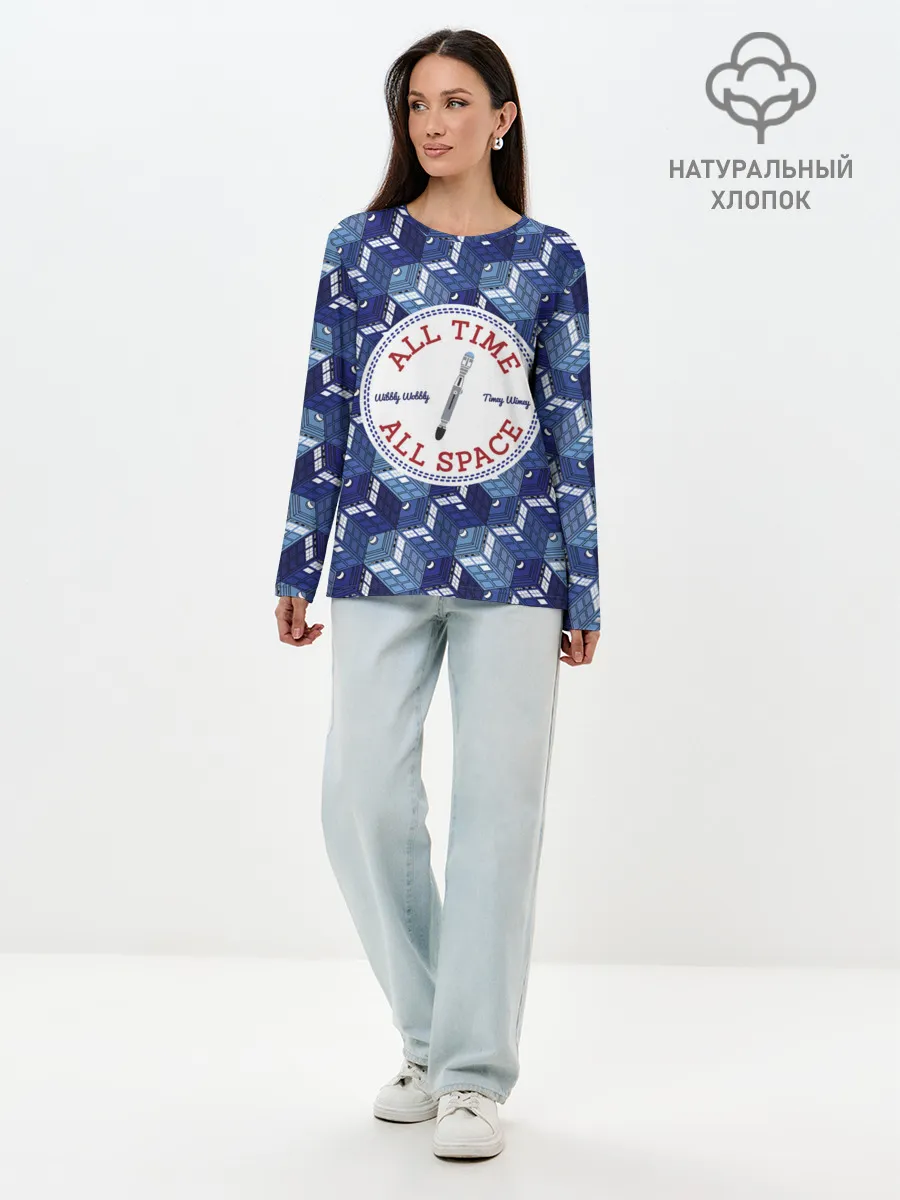 Лонгслив женский. Хлопок / Doctor Who Pattern
