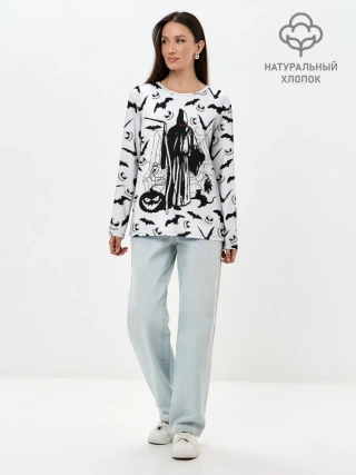 Лонгслив женский. Хлопок / Хэллоуин, Grim Reaper