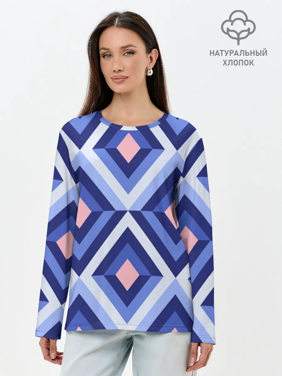 Лонгслив женский. Хлопок / узор