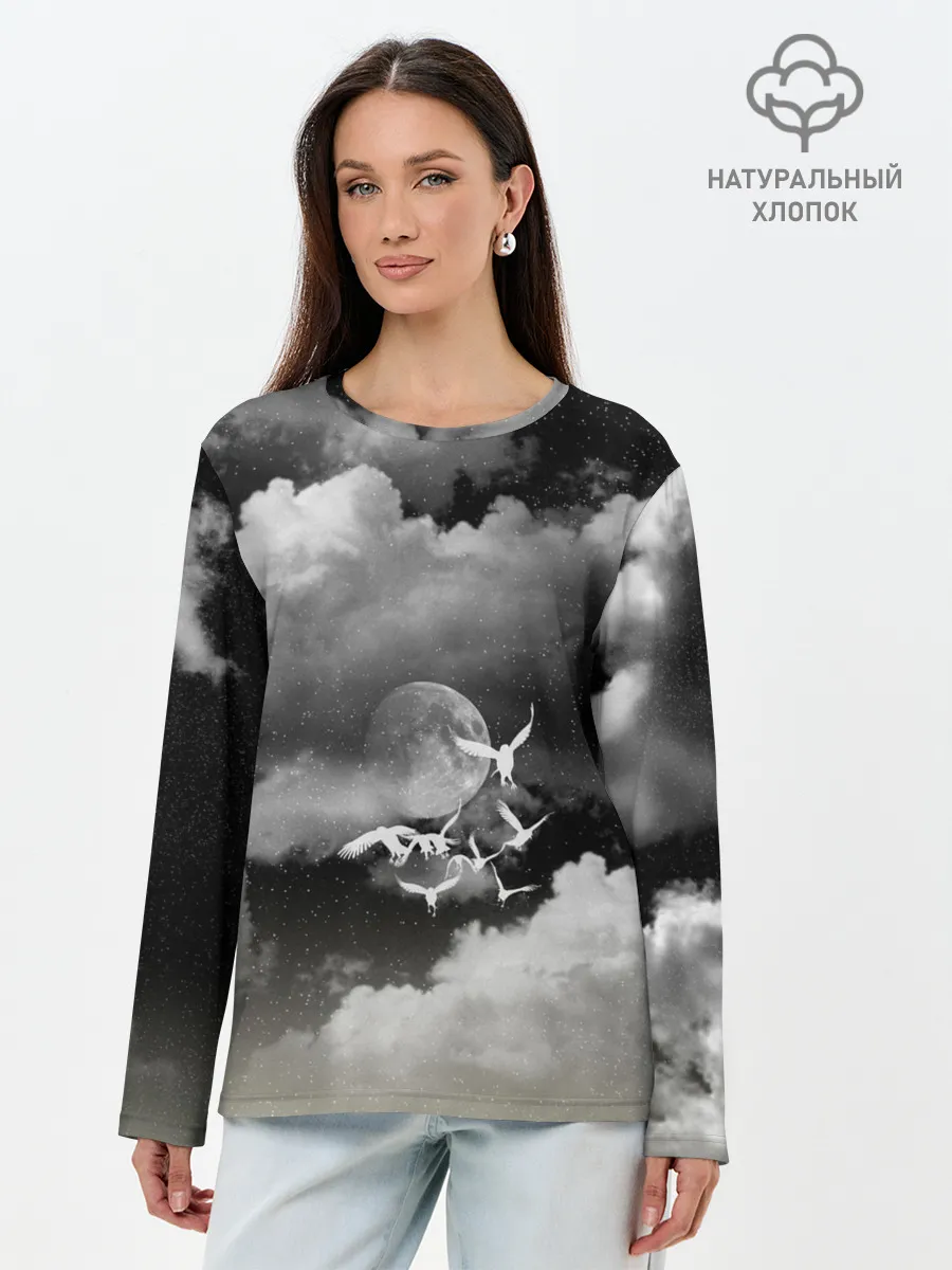 Лонгслив женский. Хлопок / Cloudy Night