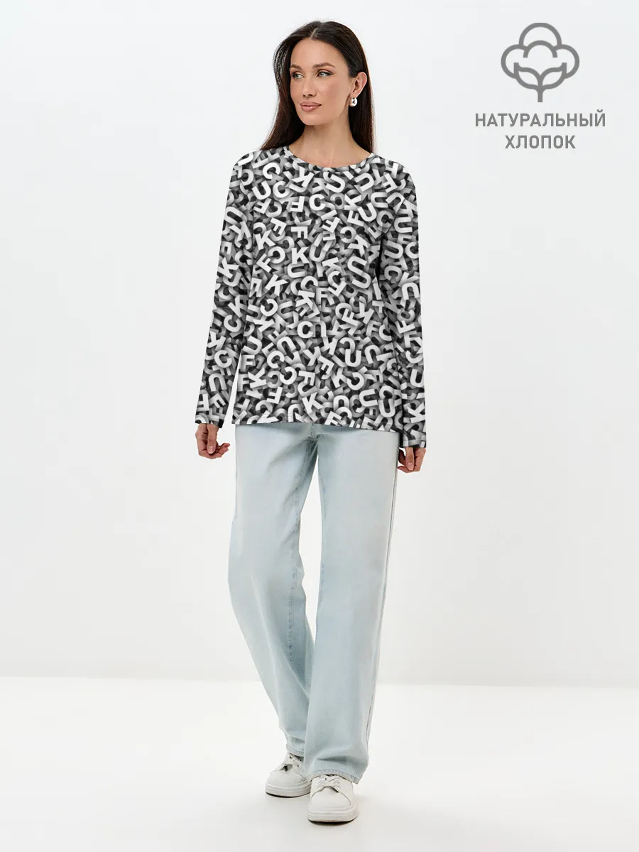 Лонгслив женский. Хлопок / Буквы UKFC