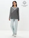 Лонгслив женский. Хлопок / Полосатый комбинированный узор