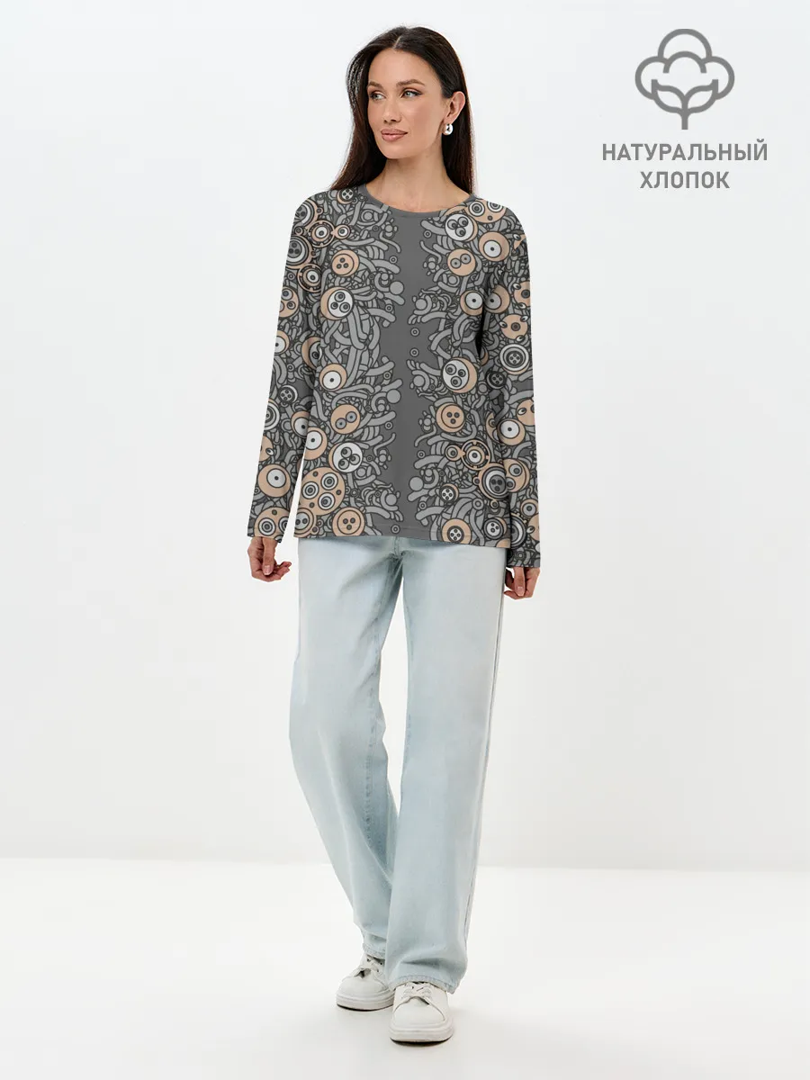 Лонгслив женский. Хлопок / психоделика киберпанк