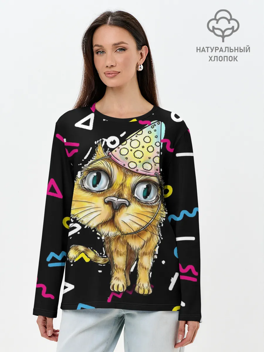 Лонгслив женский. Хлопок / Котик