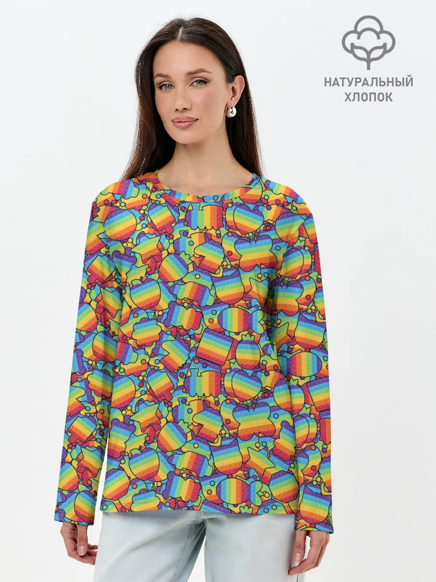 Лонгслив женский. Хлопок / POP IT МИКС | ПОП ИТ