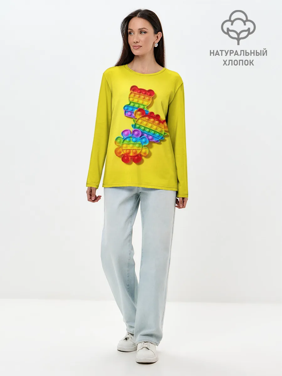 Лонгслив женский. Хлопок / АНТИСТРЕСС ПОП ИТ | POP IT