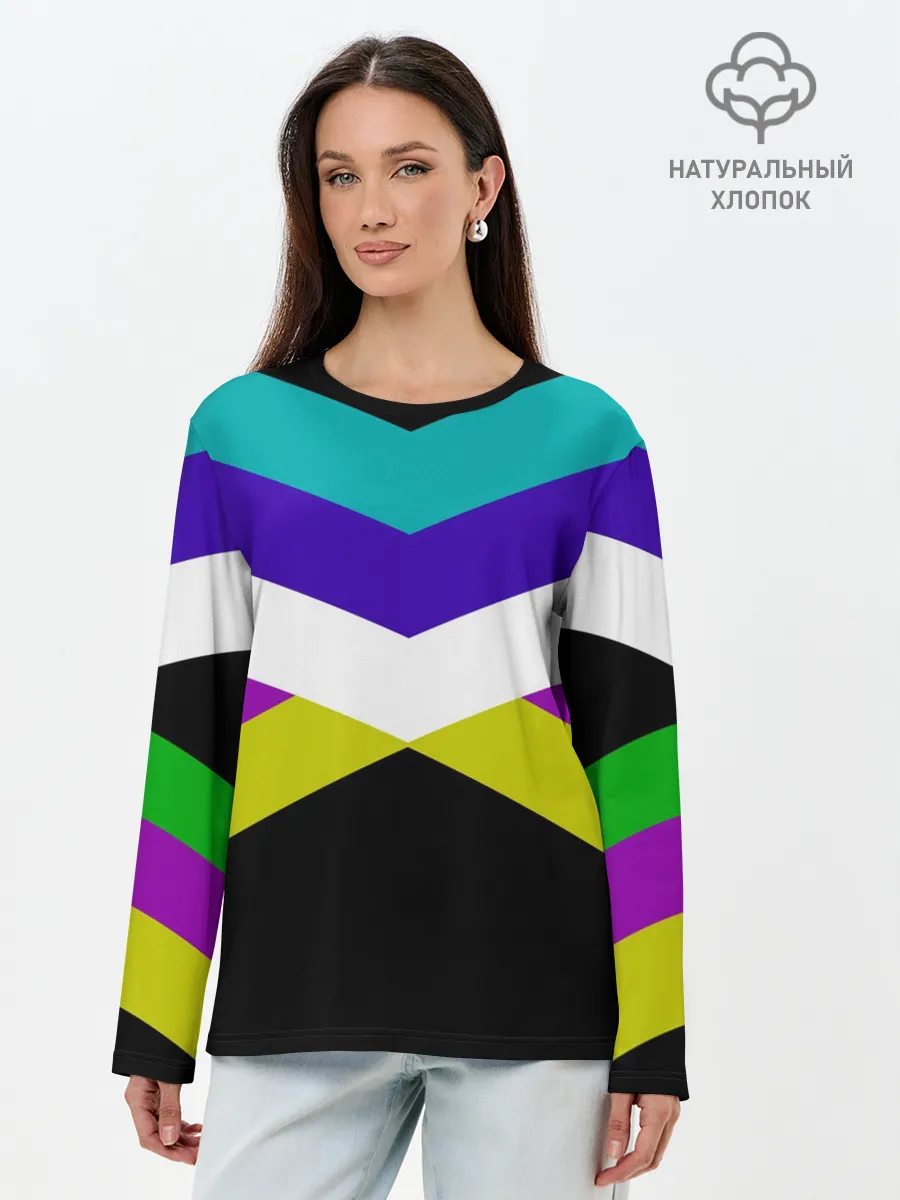 Лонгслив женский. Хлопок / Полосы