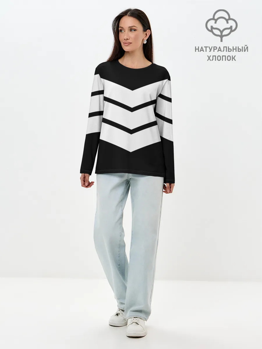 Лонгслив женский. Хлопок / Три полоски