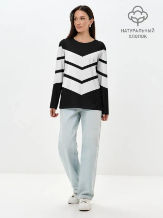Лонгслив женский. Хлопок / Три полоски