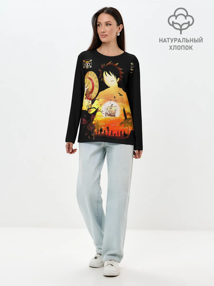 Лонгслив женский. Хлопок / Силуэт Луффи One piece