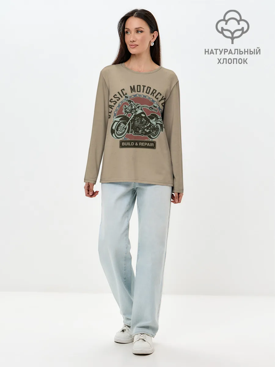 Лонгслив женский. Хлопок / Классические мотоцклы