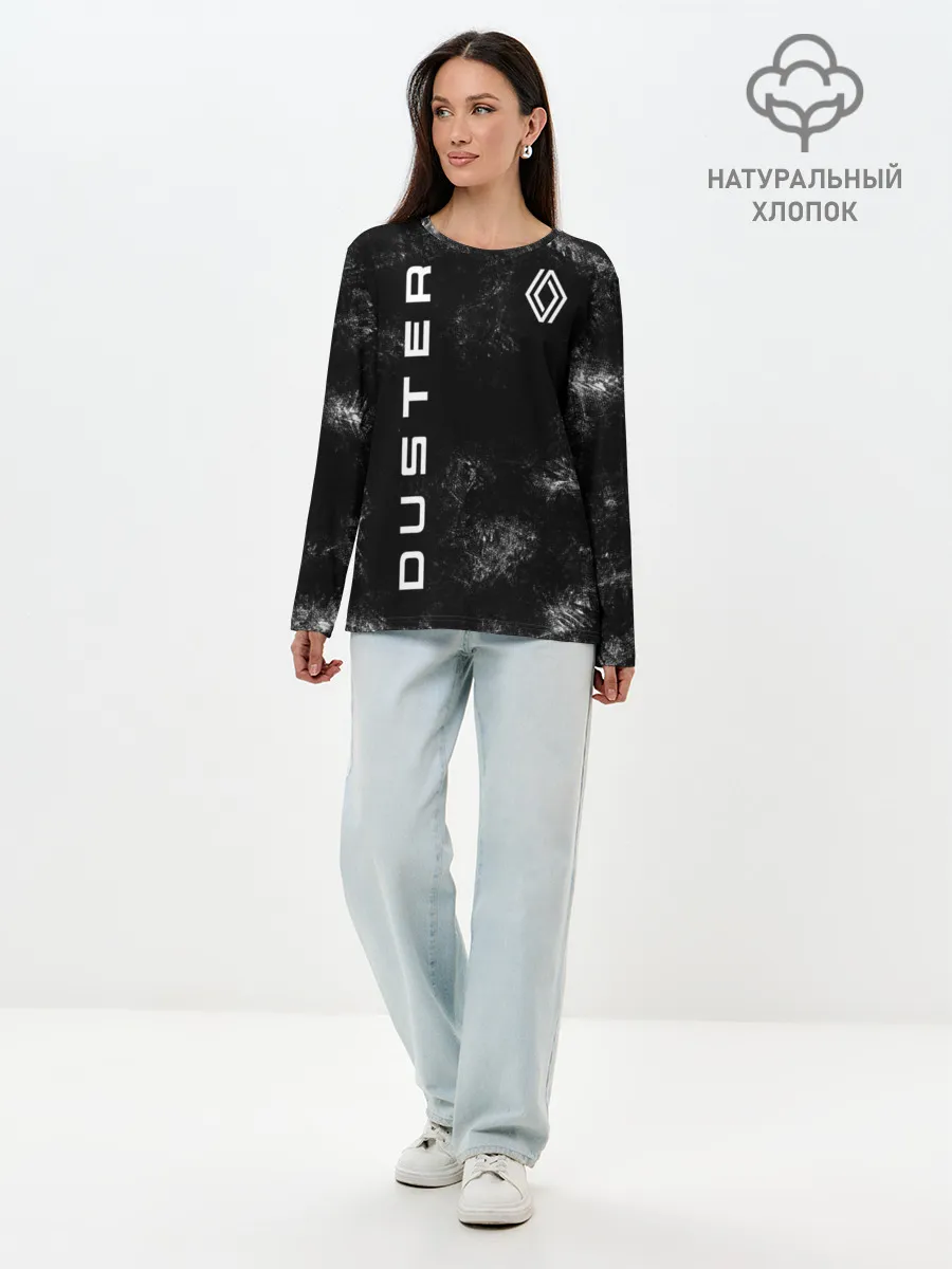 Лонгслив женский. Хлопок / Renault Duster | черный уголь