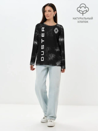 Лонгслив женский. Хлопок / Renault Duster | черный уголь