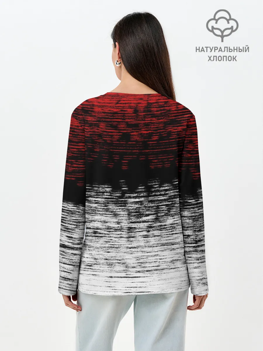 Лонгслив женский. Хлопок / Renault Duster | полосы гранж
