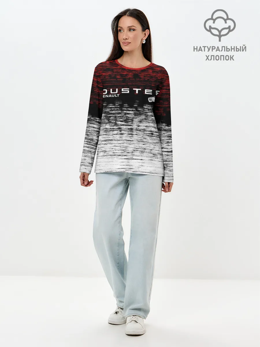 Лонгслив женский. Хлопок / Renault Duster | полосы гранж