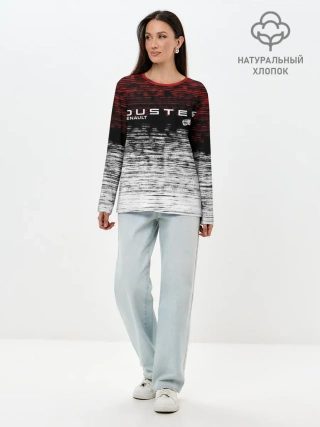 Лонгслив женский. Хлопок / Renault Duster | полосы гранж